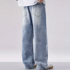 Pantalon décontracté ample pour homme, coupe droite, style streetwear, bas de tenue tendance, vente en gros - Product Image 3