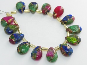 Nouveauté Mohave cuivre Turquoise perles de pierre en forme de larme faites à la main 10X7MM pierre lisse en vrac fabrication de bijoux fournitures directes - Product Image 4