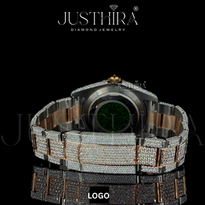 Montres-bracelets de luxe pour hommes à quartz, tendance, avec diamants Moissanite, en vente chaude, du meilleur fournisseur indien, prix d'usine - Product Image 5