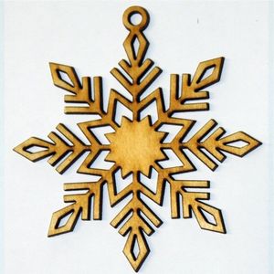Décoration de Noël en bois découpée au laser en gros, flocon de neige en bois naturel, à suspendre, pour sapin de Noël et fêtes - Product Image 1