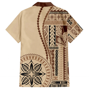 Chemise Hawaïenne Personnalisée à Motif Samoa Siapo Tatau, Chemise Aloha Tribale Polynésienne Rétro, Fournisseur en Gros - Product Image 6