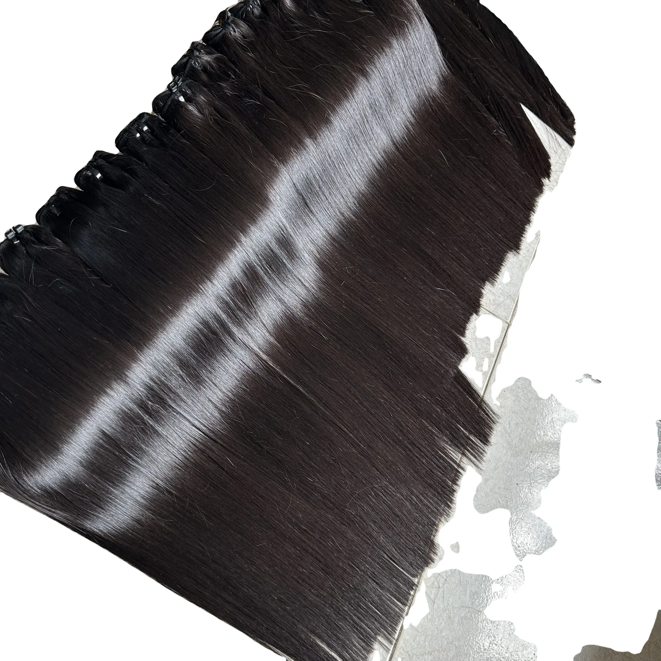 Rio factory supply hair 8''-28'' premium natural straight black virgin hair weft hair extensions