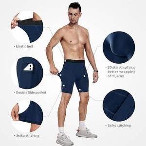 Pantalones Cortos de Compresión Personalizados para Hombre, Ropa de Gimnasio y Yoga, Tela Elástica, Anti-Exposición, Ajustados, Cómodos, Cintura Elástica, Alta Calidad - Product Image 3