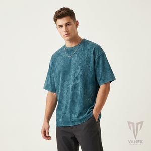 T-shirt oversize tie-dye pour homme, manches courtes, col rond, jersey décontracté en coton, motif uni, coupe classique - Product Image 3