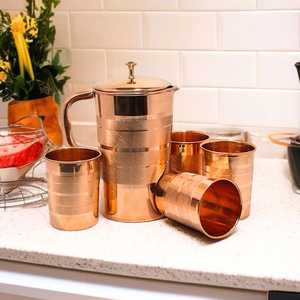 Carafe à eau en cuivre pur martelé, design tendance, vaisselle décorative, carafes et pichets en cuivre pour la boisson - Product Image 5