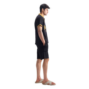 Black Gold Men Polo <b>Set</b> Short Sleeve Collared Shirt Cargo Shorts Casual Sports Outfit men polo shirts and Cargo shorts - Product Image 3