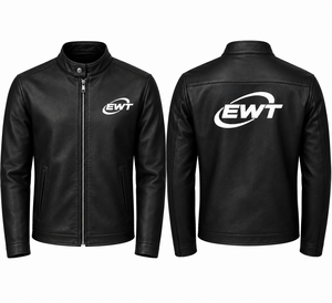 Chaqueta de Motociclista para Hombre, Ajustada, de Cuero Genuino Marrón, Cortavientos, con Cuello Camisero, Cierre de Cremallera, para Invierno, con Frente de Poliéster - Product Image 3