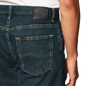 Men's Dark Wash Straight Leg Denim <b>Shorts</b> Mid Waist Button Closure Cotton Casual Spring Waterproof Quick Dry - Product Image 4