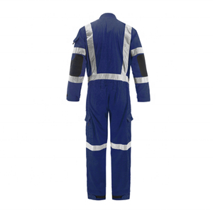Combinaison de travail industrielle haute visibilité jaune et bleue bicolore, imperméable, réfléchissante, avec éclairage LED de sécurité, conforme à la norme ANSI Classe 2 - Product Image 6