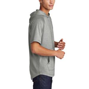 Camiseta Informal de Manga Corta para Hombre, Color Gris Claro Jaspeado, 100% Algodón Jersey, con Capucha, Ligera, con Logotipo Personalizado Bordado, Precio Económico - Product Image 3