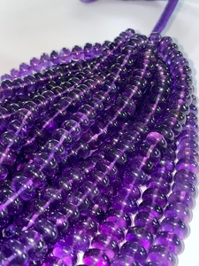 Perles rondes lisses en améthyste africaine naturelle, taille 5 mm à 8,5 mm, brin de pierres pour la fabrication de bijoux en pierres précieuses, fabricant. - Product Image 1
