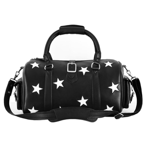 Custom Logo 100% Genuine Nappa Leather Luxury Gym Bag White Star Design Overnight <b>Travel</b> Duffel Padded Handles Multi-Functional - Product Image 1