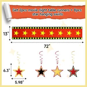 Decorazioni per Feste a Tema Halloween, Runner da Tavolo con Stelle e Spirali Appese per Serate Cinematografiche - Product Image 2