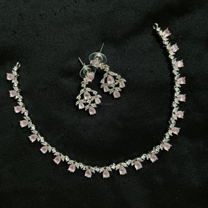Classic American Diamond Bridal Jewelry Set Two-Piece <b>Necklace</b> <b>and</b> <b>Earrings</b> for Wedding Fashionable Classic Style - Product Image 1