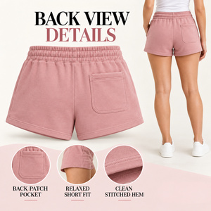 <b>Womens</b> Cotton Fleece <b>Shorts</b> Elastic Drawstring Waist Side Pockets Curved Hem Regular Fit Casual <b>Lounge</b> Apparel Quick Dry - Product Image 4