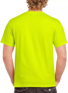 Camiseta de algodón verde oliva para hombre, manga corta, cuello redondo, corte holgado, estampado casual, diseño liso de punto jersey, peso pesado en la parte delantera - Product Image 5