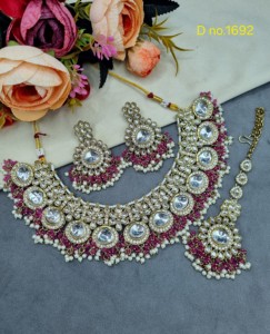 Heavy Cubic Zirconia <b>Necklace</b> <b>Set</b> Pearl Cluster Tassel Drop <b>Bridal</b> Wedding Jewelry <b>Set</b> With Dangle <b>Earrings</b> & Mang Tika Supplier - Product Image 6