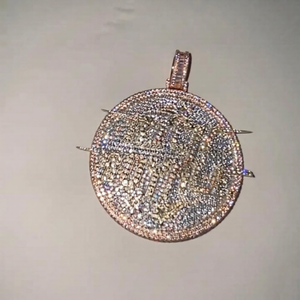 Colgante de Plata de Ley 925 con Letra Personalizada, Forma Redonda, Diamantes Moissanite VVS, Estilo Drip, Alto Brillo, para Uso Unisex - Product Image 5
