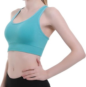 Double Couple Simple Breathable Medium Support Quick Dry Eco-Friendly Yoga Sports <b>Bras</b> Women Removable Padded <b>Cups</b> Front - Product Image 3