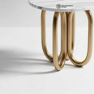 Taburete Moderno Industrial con Tapa de Mármol y Base de Metal Dorado |   Asientos de Lujo Contemporáneos, Ecológicos y Duraderos para Uso en Almacenes y Escuelas - Product Image 4