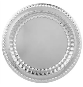 Assiette de présentation en métal plaqué argent avec bordure de perles, finition argentée polie, pour la maison et les tables de mariage, vaisselle et assiettes - Product Image 6