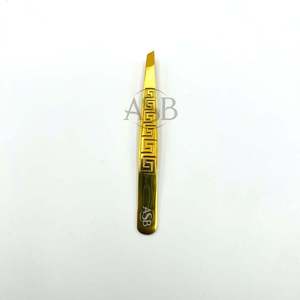 Pinzas de Punta Inclinada de Nuevo Diseño 2026, Pinzas para Cejas de Acero Inoxidable con Logotipo Personalizado Chapado en Oro, OEM - Product Image 3