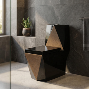 Ensemble WC sur pied en céramique émaillée au design moderne, finition Diamant Noir, OEM - Product Image 2