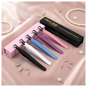 Pinces à cils de précision antidérapantes et antistatiques, pointe en fibre, pinces à extensions de cils en acier inoxydable, pinces russes professionnelles - Product Image 6