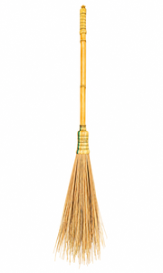 Traditional Bamboo Handle Coconut Stick Broom Flagged Bristle Medium Stiffness Eco-Friendly Classic Design for Outdoor Use - Product Image 2