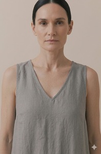 Vestido Casual Holgado sin Mangas con Cuello en V, 100% Algodón, Estampado Floral, Color Gris, para Mujer, Transpirable, Minimalista, para Uso Diario, Todas las Temporadas - Product Image 1