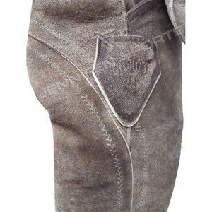 Pantalones Cortos de Cuero Clásicos para Hombre, Estilo Bávaro, hasta la Rodilla, con Tirantes, Bordados, de Piel de Vacuno y Ante, Estilo Alpino - Product Image 5