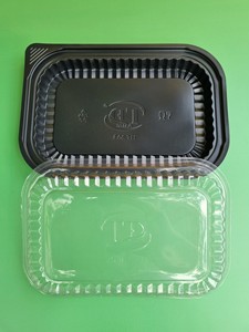 Low price Eco-friendly Vietnam Factory 4 Compartments Disposable <b>Plastic</b> Food Container with Lid Black Color Take Away lunch <b>box</b> - Product Image 2