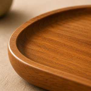 Bandeja ovalada de madera para servir, hecha a mano, diseño minimalista, plato de madera maciza para té y café, vajilla decorativa de UO INDIA - Product Image 2