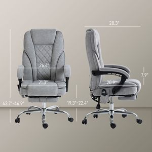 Poltrona Direzionale da Ufficio Riscaldata con Massaggio, Reclinabile, con Altezza Regolabile e Poggiapiedi, Base in Nylon, Sedia da Capo - Product Image 3