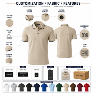 Polo de Corte Clásico con Etiqueta Tejida Personalizada, Tela de Algodón Mercerizado, Diseño de Cierre con Botones, Directo de Fábrica para Ropa de Golf - Product Image 2