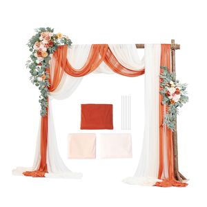 Kit di Fiori Artificiali per Arco Nuziale Quadrato (Confezione da 5) - 2 Pezzi di Drappeggi + 3 Pezzi di Composizioni - Product Image 1