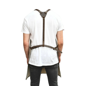 Tablier de travail en cuir véritable pour hommes avec sangles réglables, résistant à la poussière, design robuste - Product Image 3
