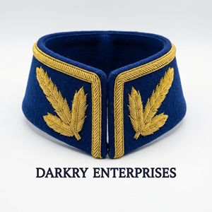 Cuello de terciopelo azul con bordado de hoja de roble en hilo de oro, hecho a mano y personalizado, para uniformes de gala y servicio de vestimenta formal - Product Image 2