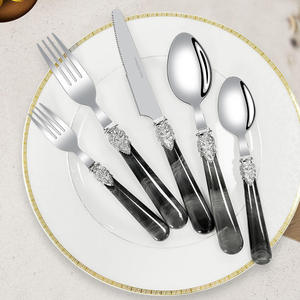 High Quality 5 Piece Stainless Steel Cutlery Set <b>Acrylic</b> Handle Spoon Fork Knife Luxury Wedding Flatware - Product Image 1