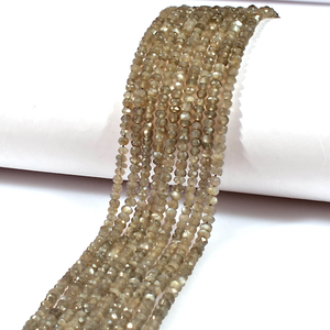 Cuentas Rondelle facetadas de piedra lunar gris natural de 4mm para hacer joyas, piedra lunar facetada gris - Product Image 5