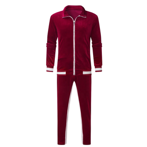Unisex <b>Tracksuit</b> Set Full Zip Solid Color <b>Velour</b> Casual Wear Winter Breathable Cotton Material Regular Fit Side Pockets Hooded - Product Image 2