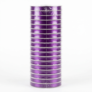 Cinta de Satén Morada de 6mm, de una Sola Cara, 100% Poliéster, 20 Rollos x 8 Metros, para Envolver Regalos, Manualidades Florales, Lazos para el Cabello, al por Mayor - Product Image 1
