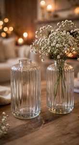 Pot à fleurs en verre côtelé transparent résistant à la chaleur pour la décoration de la maison, Noël et la Saint-Valentin, fait à la main - Product Image 2