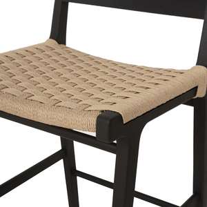 Modern Solid Wood Bar <b>Stool</b> with Woven Seat Steady & Durable Design for Home Bar Hotel <b>Dining</b> Use - Product Image 6