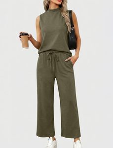 Ladies Sleeveless Tank Top with Elastic Waist Trouser <b>Set</b> Casual Stylish Two Piece Outfit Soft Fabric Lounge Wear Matching <b>Set</b> - Product Image 6