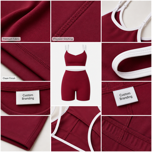 Conjunto de Yoga Personalizado para Mujer, Shorts de Cintura Alta y Sujetador Deportivo Cruzado, Dos Piezas, Ropa Deportiva, Marca Privada, OEM, Venta al Por Mayor - Product Image 4