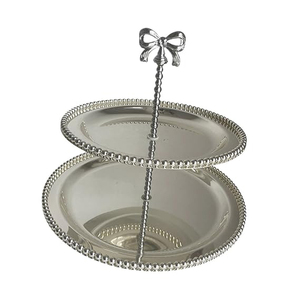 Bow Design Cupcake <b>Stand</b> 2 Tier Table Decoration <b>for</b> Parties Housewarming <b>Afternoon</b> <b>Tea</b> Silver <b>Cake</b> <b>Stand</b> - Product Image 2
