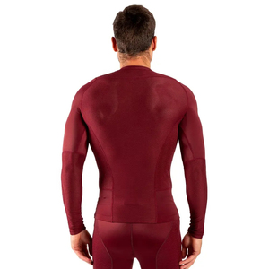 Men's Fitted <b>Long</b> <b>Sleeve</b> <b>Compression</b> <b>Shirt</b> Red Moisture Wicking Breathable Quick Dry Stretch Custom Printed Seamless Martial - Product Image 4