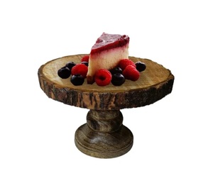 Support à gâteau rond en bois naturel fait main, présentoir à desserts, passe au lave-vaisselle, pour mariage, anniversaire, fête - Product Image 5