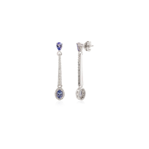Pendientes de Plata de Ley 925 con Diamantes y Zafiros Azules, Joyería Fina para Mujer, Ideales para Fiestas - Product Image 5